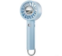 Ventilateur portable d'aromathérapie rechargeable par USB avec lumière LED et quatre réglages plus crochet de suspension pour camping, voyage en plein air, couleur blanche (bleu)