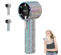Ventilateur portable diamant, turbo portable, mini ventilateur portable de bureau silencieux rechargeable avec lumière led, avec affichage numérique, interface usb, cadeaux adaptés aux femmes(Colour)