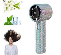 Ventilateur Portable Diamond, Ventilateur Turbo Portable À Main, Écran LED, Ventilateur Portable À Main 40 DB, Ventilateur Rechargeable, Cadeau Design Cristal Pour Femmes Et Filles (Couleur)