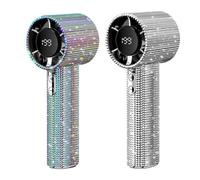 Ventilateur portable Diamond, ventilateur turbo portable à main - Fashion Full Diamond, pour les voyages, le bureau et l'extérieur, cadeau design en cristal pour femmes et filles (A+B)
