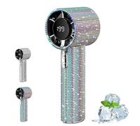 Ventilateur portable Full Diamond, turbine portable de luxe, 199 vitesses de ventilation, rechargeable, avec affichage numérique, interface USB, idéal pour les voyages et le camping.