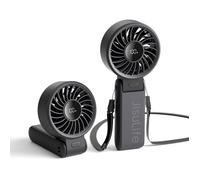 Ventilateur portable JISULIFE 5000 mAh 19,5 h-Éventail 3-EN-1 Main/Bureau/Cou-Noir