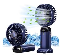 Ventilateur portable Jsdoin Mini, rechargeable par USB, à 5 vitesses, pliable et doté d'un écran LED.