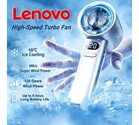 Ventilateur portable Lenovo 6000 mAh avec affichage numérique LED, ventilateurs électriques à main, compresse glacée, haute vitesse, rechargeable USB 2026 PURPLE 2