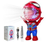 Ventilateur Portable Mini Petit Fan USB Rechargeable Rouge et Bleu Personnages de Dessins Animés Peut Tenir Debout Ventilateur a Main avec Corde Autour du Cou pour Ornement de Bureau Jouets et Cadeaux