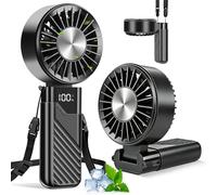 Ventilateur Portable, Mini Ventilateur USB silencieux 3 en 1 Ventilateur a Main Petit Ventilateur de Rechargeable de Poche 5 Vitesse 4000mAh Extérieur Hand Fan pour Bureau,Voyages,Maquillage,Camping