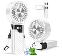 Ventilateur Portable, Mini Ventilateur USB silencieux 3 en 1 Ventilateur a Main Petit Ventilateur de Rechargeable de Poche 5 Vitesse 4000mAh Extérieur Hand Fan pour Bureau,Voyages,Maquillage,Camping