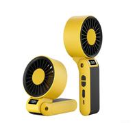 Ventilateur portable, pliable, 150 vitesses réglables, 3000 mAh, rechargeable avec écran LED, cordon tour de cou pour bureau, voyage, extérieur (jaune)