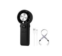 Ventilateur portable, pliable et avec tour de cou, autonomie de 12 heures, rechargeable par USB-C, avec cordon de cou.