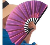 Ventilateur portable pliable pour danser | Fournitures de performance à effet holographique fantastique pour festivals de musique, carnaval, tenues arc-en-ciel