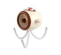 Ventilateur portable pour landau, poussette avec batterie 8000 mAh, tête rotative à 360 degrés, 4 vitesses, lumière LED et amovible pour un chargement facile (marron)
