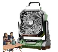 Ventilateur portable rechargeable avec lumière LED et réglable 4 modes pour intérieur extérieur, chambre, voyage, plage, garage chaleur