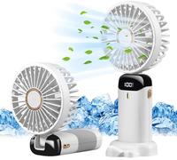 FYDTOP Ventilateur portable rechargeable par USB avec 5 vitesses, mini ventilateur de bureau pliable avec écran LED pour la maison, le bureau, la chambre à coucher, les voyages en plein air (blanc)