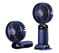 FYDTOP Ventilateur portable rechargeable par USB avec 5 vitesses, mini ventilateur de bureau pliable avec écran LED pour la maison, le bureau, la chambre à coucher, les voyages en plein air (bleu)