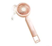 Ventilateur portable rechargeable par USB avec veilleuse, 3 vitesses, moteur sans balais silencieux 36-45 dB, design compact pour voyage, bureau, camping, plastique, 17 x 6,5 x 5 cm, rose