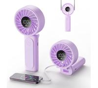 Ventilateur portable rechargeable par USB - Mini ventilateur de bureau pliable à 180°, 6 vitesses de vent, écran LCD, ultra silencieux, format de poche pour intérieur/extérieur
