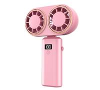 Ventilateur portable rechargeable, ventilateur portable pour voyager | Écran numérique léger rechargeable à deux têtes refroidisseur à 5 vitesses pour école de randonnée, plage, festival de cam