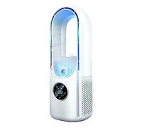 Ventilateur portable sans pales avec lumière ambiante, humidification et purification, minuterie 6 heures, refroidisseur d'air avec réservoir d'eau de 100 ml, ventilateur électrique de bureau vertic