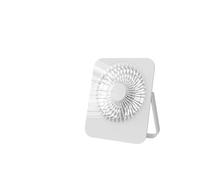 Ventilateur portable sur batterie - 5 vitesses - Autonomie 6h - Compact & silencieux - Recharge USB - À poser ou accrocher - BLANC