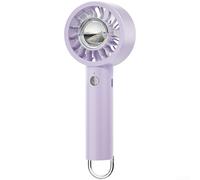 Ventilateur portable USB avec lumière LED et chambre d'aromathérapie magnétique, 4 intensités de vent, 12 heures d'autonomie et crochet de suspension (violet)