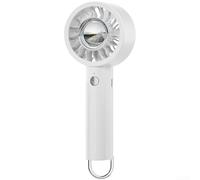 Ventilateur portable USB avec lumière LED et chambre d'aromathérapie magnétique, 4 intensités de vent, 12 heures d'autonomie et crochet de suspension (blanc)