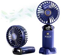 Ventilateur Portable USB-C. Ventilateur Silencieux, avec 5 Vitesses. Ventilateur Pliable. Mini Ventilateur de Poche. Portable avec Base. Avec Cordon, pour Bureau, Maison. Câble de Chargement Inclus