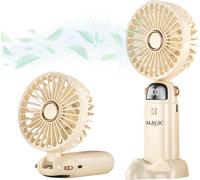 Ventilateur Portable USB-C. Ventilateur Silencieux, avec 5 Vitesses. Ventilateur Pliable. Mini Ventilateur de Poche. Portable avec Base. Avec Cordon, pour Bureau, Maison. Câble de Chargement Inclus.