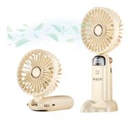 Ventilateur Portable USB-C. Ventilateur Silencieux, avec 5 Vitesses. Ventilateur Pliable. Mini Ventilateur de Poche. Portable avec Base. Avec Cordon, pour Bureau, Maison. Câble de Chargement Inclus.