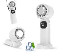 Ventilateur Portable USB Rechargeable,Mini Ventilateur,Petit Ventilateur,Ventilateur a Main,Mini Ventilateur Portable de 5 Vitesses,Effet Neige Rafraîchissant,Pliable + Support Intérieur/Extérieur