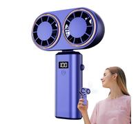 Ventilateur portatif à la main,Ventilateur électrique à main | Double Tête 5 Vitesses Rechargeable avec affichage numérique pour Randonnée Sports de Plein Air Gym École Intérieur Festival Camping