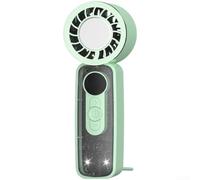 Ventilateur portatif à LED avec 199 vitesses, mini ventilateur tour de cou rechargeable par USB avec plaque de refroidissement semi-conducteur, chute de température extérieure (pack de glace verte)