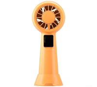 Ventilateur portatif avec affichage LED, flux d'air turbo à 6 vitesses, rechargeable pour mini ventilateur de bureau pour extérieur, voyage, dortoir, bureau, blanc (orange)