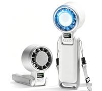 Ventilateur portatif avec Refroidisseur de Glace, Ventilateur Turbo Portable à 5 Vitesses, Rechargeable jusqu'à 10 Heures, Ventilateurs de Poche avec Un Fort Flux d'air pour