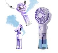 Ventilateur portatif brumisateur à main rechargeable à piles portable 4 vitesses et pulvérisateur de 55 ml et ventilateur personnel pliable à 360° USB pour voyage, camping, extérieur (violet)
