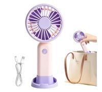 Ventilateur Portatif Mini Outil USB Rechargeable 3 Vitesses À Faible Bruit | Petit Ventilateur À Main Avec Base Pour Les Vacances La Plage L'Extérieur L'Intérieur Les Voyages La Maison
