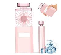 Ventilateur portatif, Mini Ventilateur portatif en Forme de Bouteille de Parfum de 5,1 Pouces, extractible à 3 Vitesses, Ventilateur de Bureau Rechargeable par USB for, Maison et Bureau (Rose)(Pink)