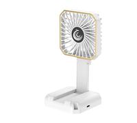 Ventilateur portatif rechargeable, portable et pliable, refroidisseur d'air rechargeable, gadgets cool avec support de téléphone, appareil de refroidissement pour le camping, le cou, le bureau, la