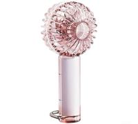 Ventilateur portatif transparent pour mini USB rechargeable avec 3 vitesses de refroidissement turbo pour voyage, camping, bureau, bureau (rose)
