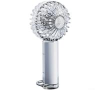 Ventilateur portatif transparent pour mini USB rechargeable avec 3 vitesses de refroidissement turbo pour voyage, extérieur, essentiels d'été, 14,3 cm (blanc)