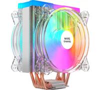 Mars Gaming MCPU66, Ventirad pour CPU 220W TDP, 6 Heatpipes HCT, Double Ventilateur 120mm, Éclairage Triple ARGB, PWM Ultra-silencieux, Compatible Intel & AMD