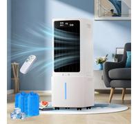 Ventilateur Rafraîchisseur d'Air Évaporatif 12L, Climatiseur Mobile Portable avec Télécommande, 2 Pains de Glace, Mode Nuit Silencieux