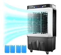 Ventilateur Rafraichisseur D'air, Refroidisseur D'air, Climatiseur Par Évaporation, Réservoir D'eau De 50 L/11 Gallons, 4 Vitesses De Vent Et 4 Packs De Glace, 4 Roues Universelles À 360° ( Size : Rem