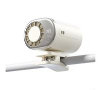 Ventilateur rechargeable à clipser avec 199 vitesses, rotation à 360° et design ultra silencieux pour une utilisation continue n'importe où (modèle standard, blanc)