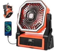 Ventilateur Rechargeable Camping,4 Vitesses 15000mah Ventilateur Portable vec LED,270° rotation ventilateur usb