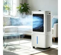 Ventilateur refroidisseur d'air portable 3-en-1 avec réservoir 25L, télécommande, 2 blocs de glace, 3 vitesses, 3 modes de vent, oscillation 120°, minuterie 12H pour maison chambre