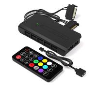 Ventilateur RGB 10 Ports Hub-I pour les Fans de boîtier PC,Support ventilateurs RGB 6-pin,avec 2X Ports 5V 3pin pour dispositif ARGB,avec câble d¿alimentation SATA et télécommande