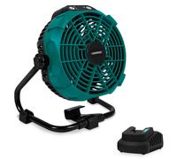 VONROC Ventilateur Sans Fil 20V - Batterie 4,0Ah, 7h Autonomie - 3 Vitesses - Pour Garage, Chantier, Maison, Bureau - Adapteur AC et Chargeur Rapide Inclus - Flux d'Air Réglable sur 360°