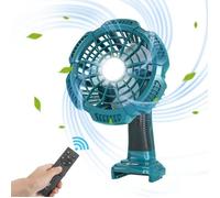 Ventilateur Sans Fil Makita avec LED, Compatible Batteries 14.4-20V Li-Ion, Télécommande 3 Modes Minuterie, Usage Industriel