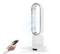 Ventilateur sans Pales avec Télécommande,Ventilateur Colonne Silencieux sans Pale pour chambre à coucher,Oscillation de 90°,8 Vitesses,avec Minuterie et Ecran Tactile,pour Maison et Bureau (Argent)