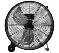 Ventilateur Sol Industriel 180W COSTWAY-à Tambour Acier-3 Pales 59cm Aluminium-3 Vitesses-2 Roues-Protection Contre Surchauffe-Noir